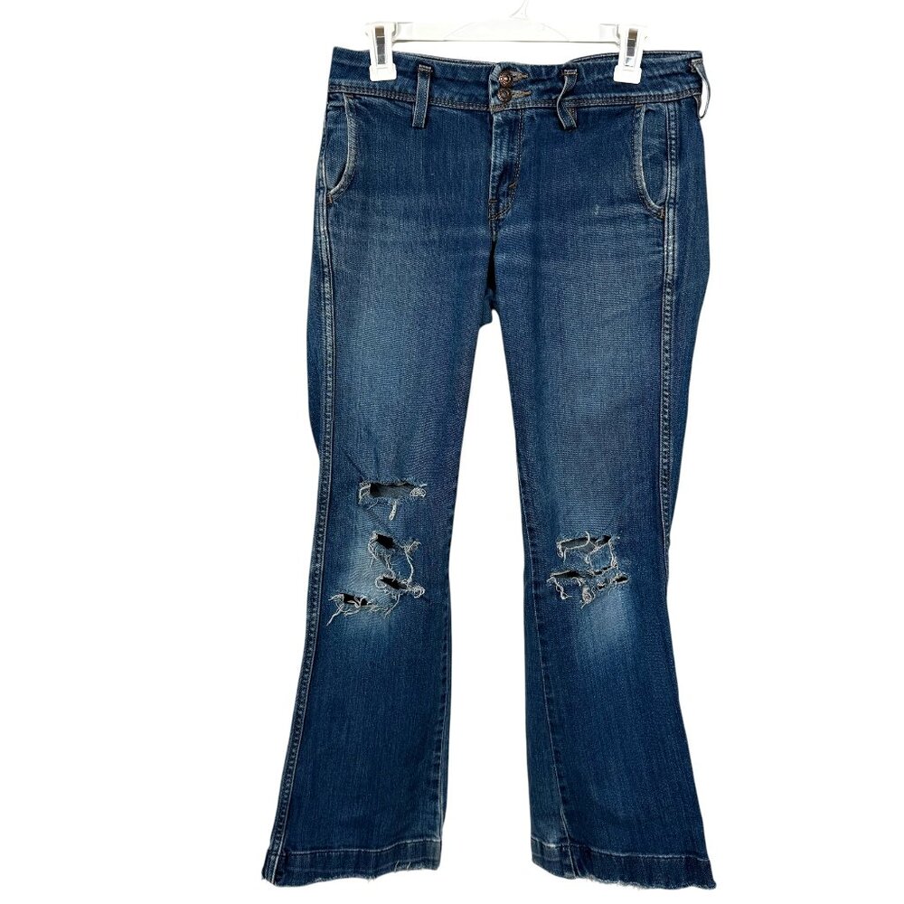 Levi's Y2K 545 Jeans Womens 6 Medium Blue Superlow Flare Distressed Vintage